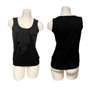 TALBOTS PETITES Black Sleeveless Ruffled Front Top Size S